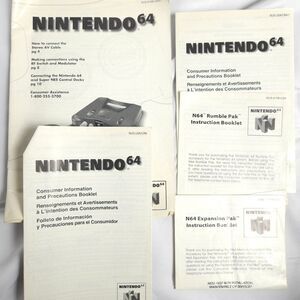 Nintendo 64, Rumble Pack, & Expansion Pack Instruction Manuals Booklets *ONLY*